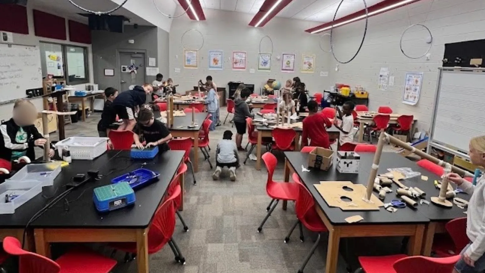 Lilly Chappell in her busy K-6 STEM classroom.