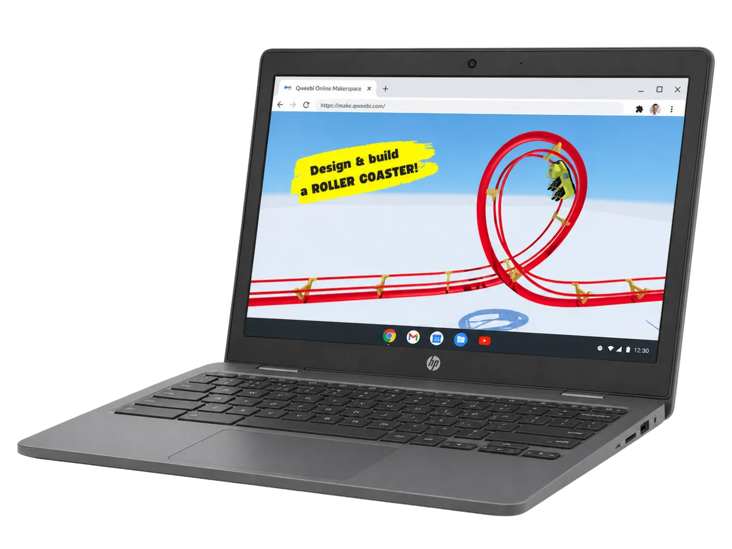 Qweebi's online Makerspace running on a Chromebook