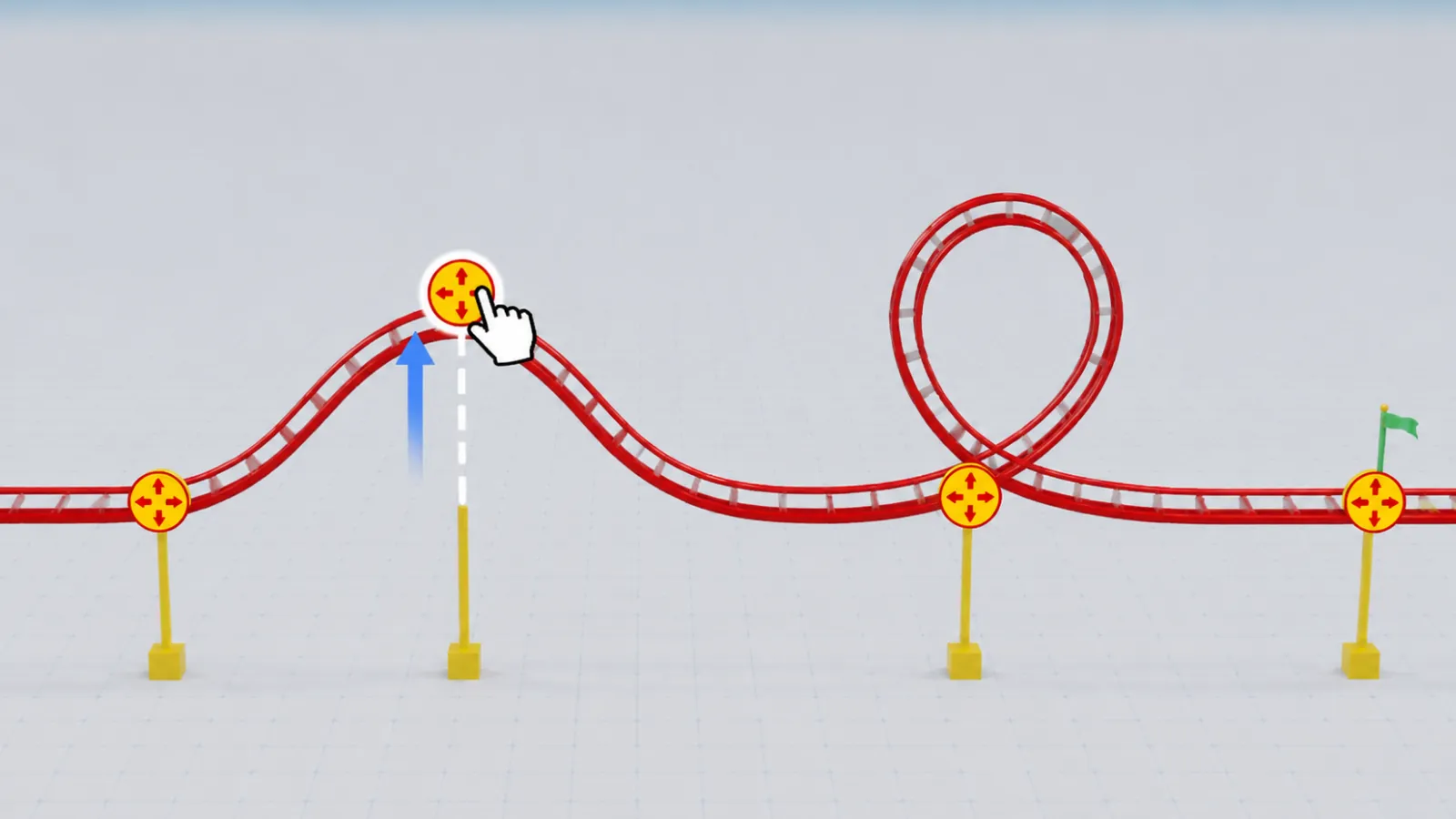 Screenshot of the roller coaster builder interface in Qweebi's online Makerspace